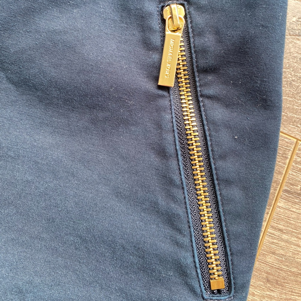 Michael Kors navy blue trousers pants with gold details 97% cotton - Picture 4 of 12